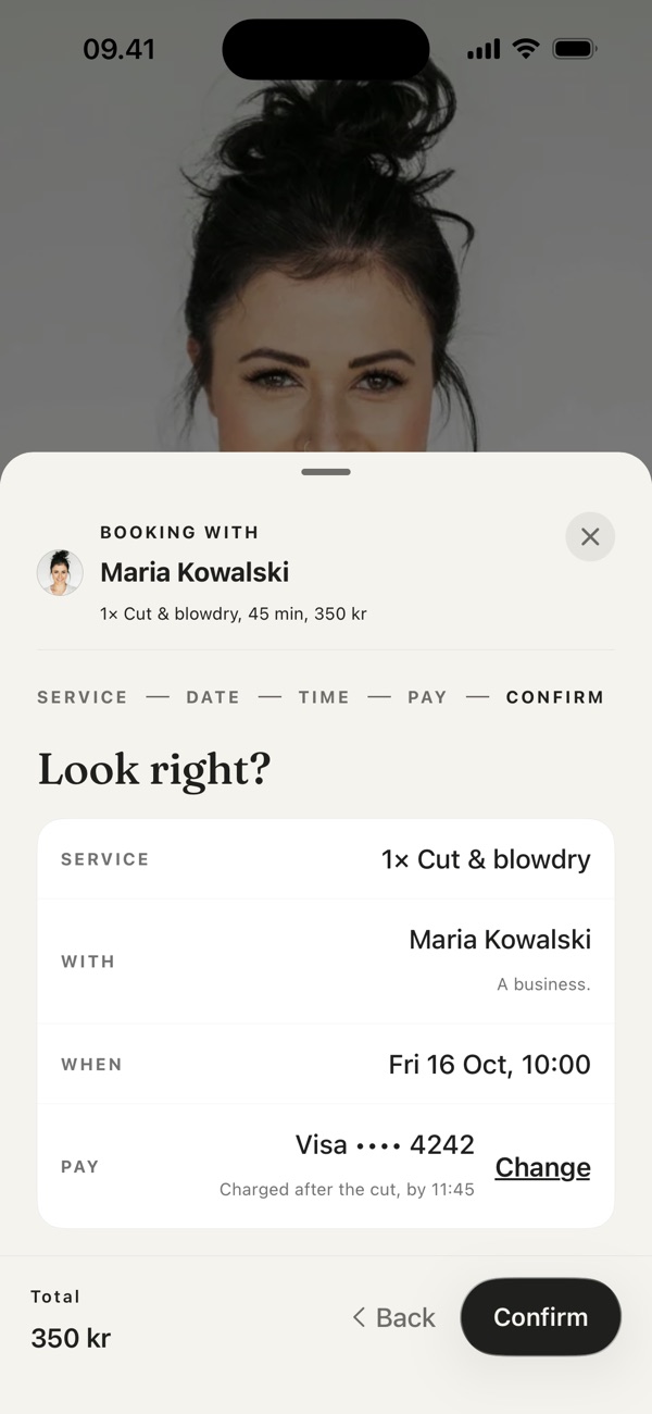 The booking sheet
