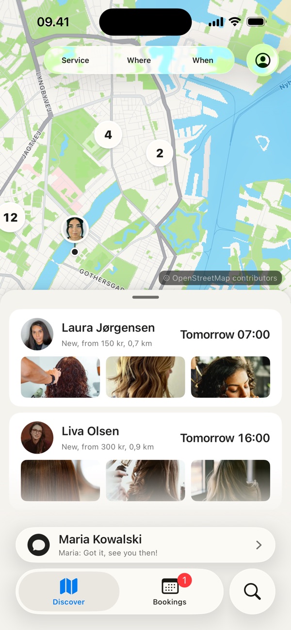 The map in the app