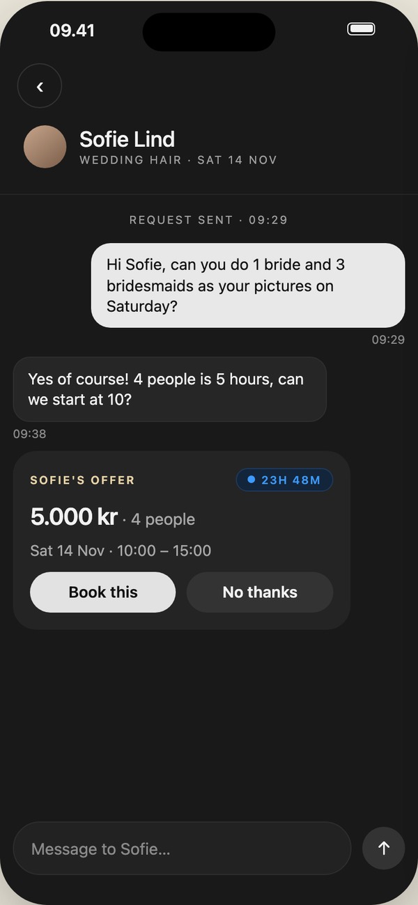 Sofie's offer for the four